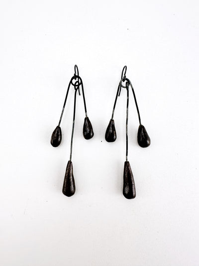 Ebony Triple Dangle Earrings 3.5"