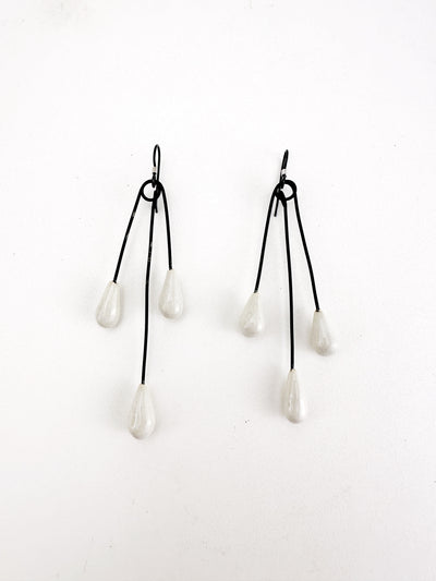 Ivory Triple Dangle Earrings 3.5"