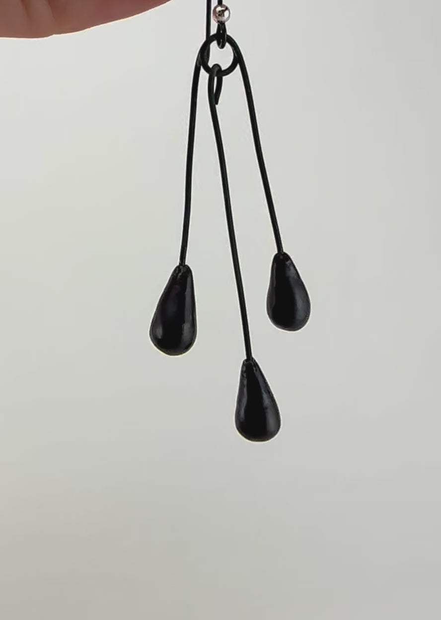 Ivory Triple Dangle Earrings 3.5"